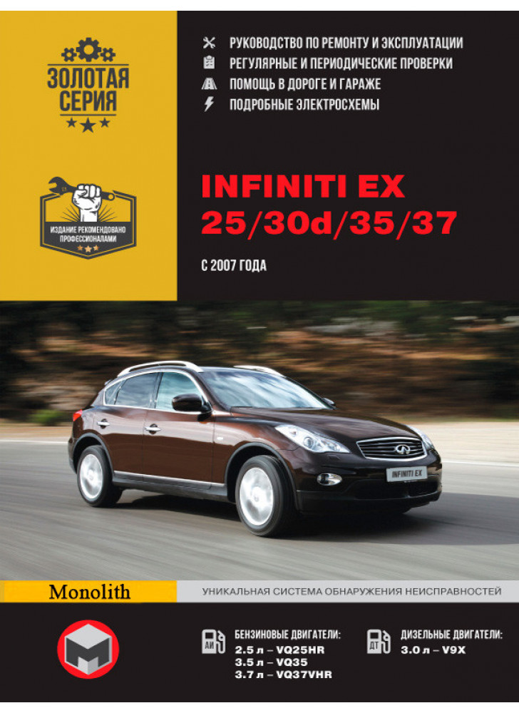 Infiniti EX25 / EX30d / EX35 / EX37 / Nissan Skyline Crossover. Керівництво по ремонту, інструкція з експлуатації. Моделі з 2007 р. випуску