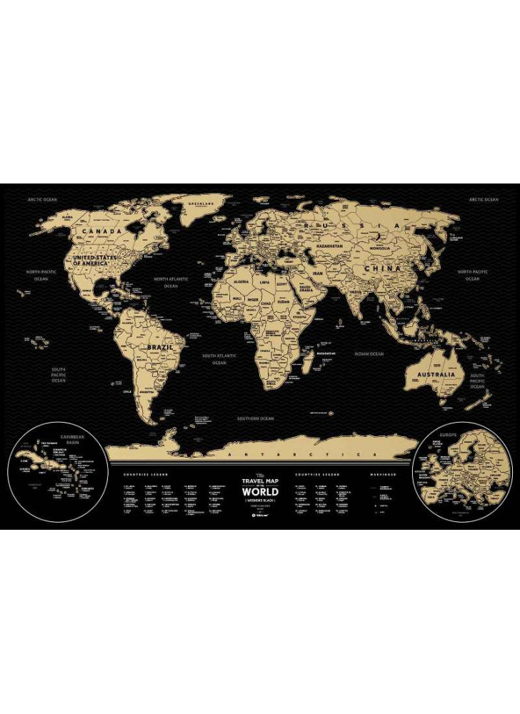 Скретч карта cвіту "Travel Map Weekend Black World gold" (тубус)