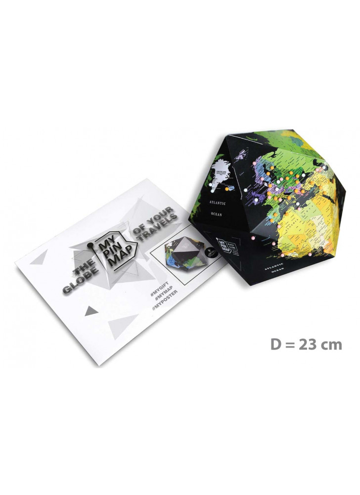 My Pin Map BLACK GLOBE об’ємний 3D Pin Глобус чорного кольору