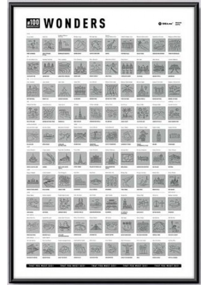 Скретч постер "#100Bucketlist Wonders edition" (тубус)