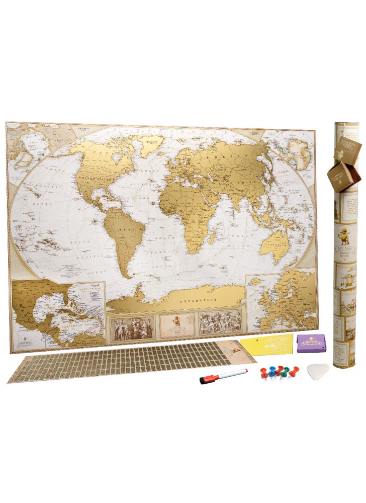 Скретч карта мира 3 в 1 Antique edition Caribbean в тубусе