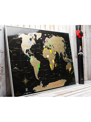 Скретч карта мира My Map Black edition Gold в тубусе книга купить